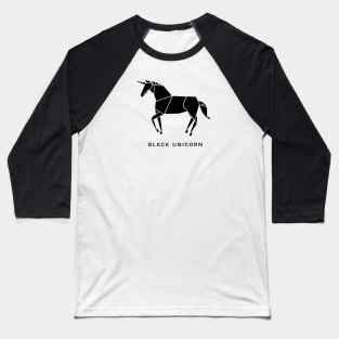 Black Origami Unicorn Baseball T-Shirt